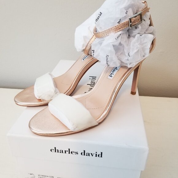 Charles David Cristal Strappy High Heels Rose Gold Metallic Women's Size 7.5 - Picture 6 of 15